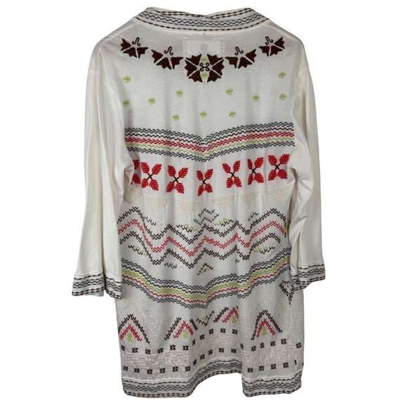 Johnny Was Open Front Cardigan XS Embroidery Southwestern Cotton Multicolor EUC - Picture 2 of 12